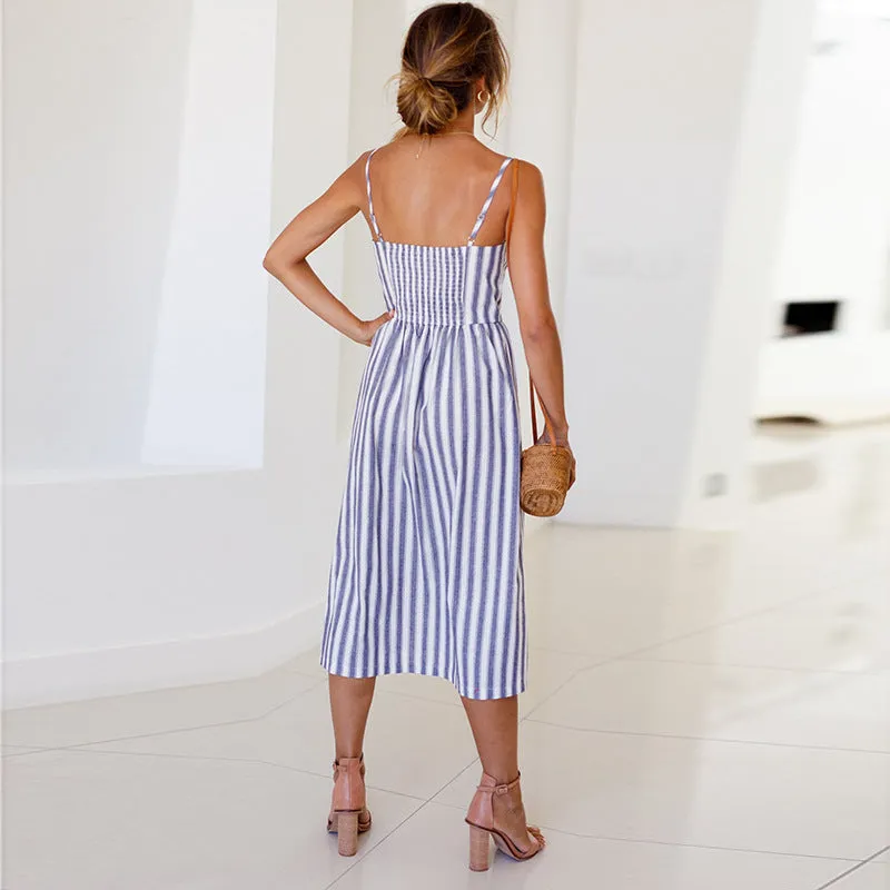 VenusFox Sleeveless Sexy Boho Midi Dress