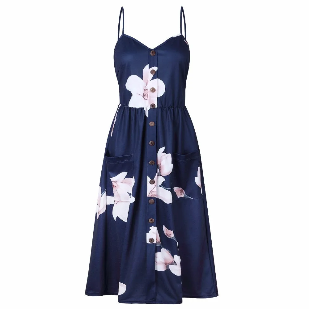 VenusFox Sleeveless Sexy Boho Midi Dress