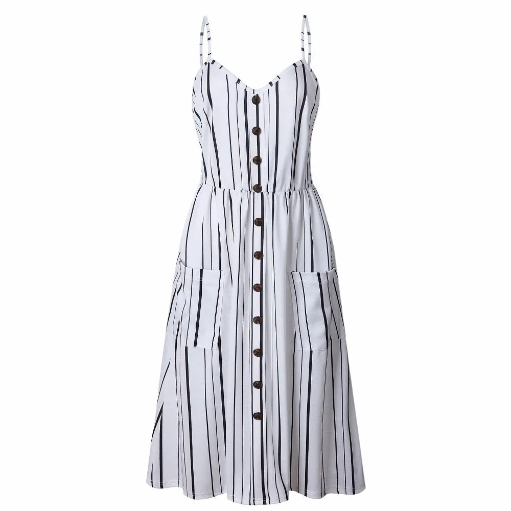 VenusFox Sleeveless Sexy Boho Midi Dress