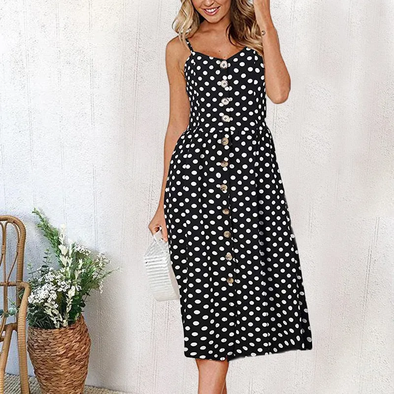 VenusFox Sleeveless Sexy Boho Midi Dress