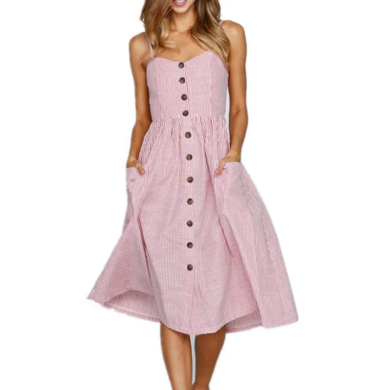 VenusFox Sleeveless Sexy Boho Midi Dress