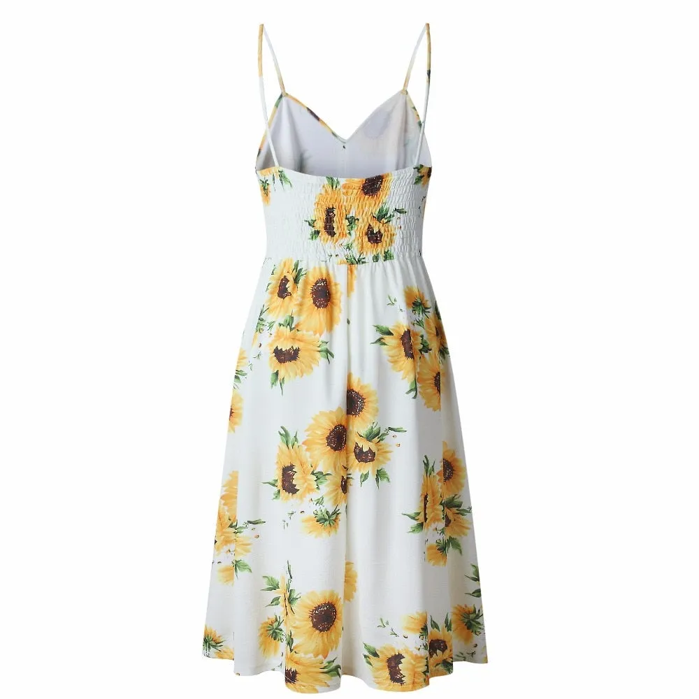 VenusFox Sleeveless Sexy Boho Midi Dress