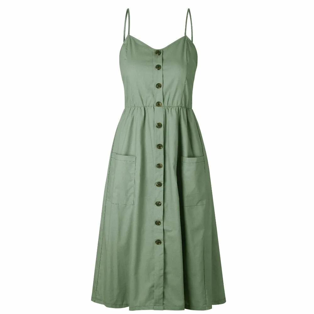 VenusFox Sleeveless Sexy Boho Midi Dress