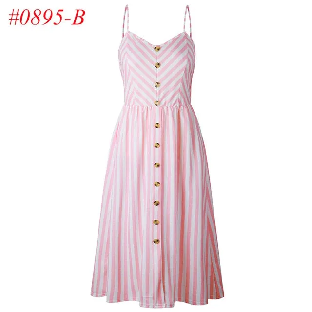 VenusFox Sleeveless Sexy Boho Midi Dress