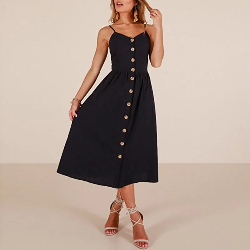 VenusFox Sleeveless Sexy Boho Midi Dress