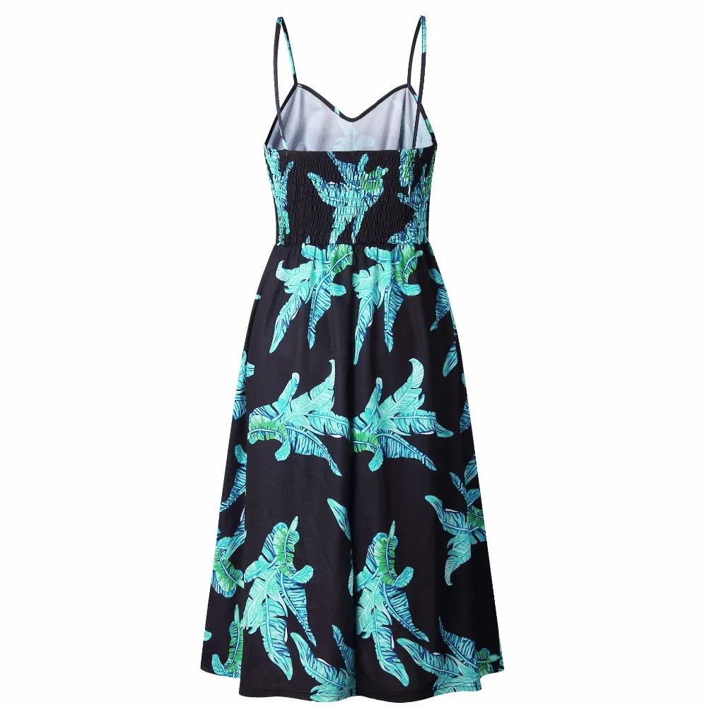 VenusFox Sleeveless Sexy Boho Midi Dress