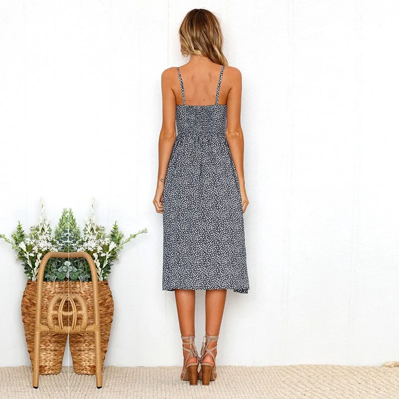 VenusFox Sleeveless Sexy Boho Midi Dress