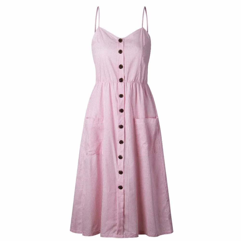 VenusFox Sleeveless Sexy Boho Midi Dress
