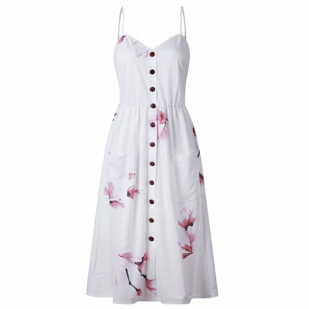VenusFox Sleeveless Sexy Boho Midi Dress