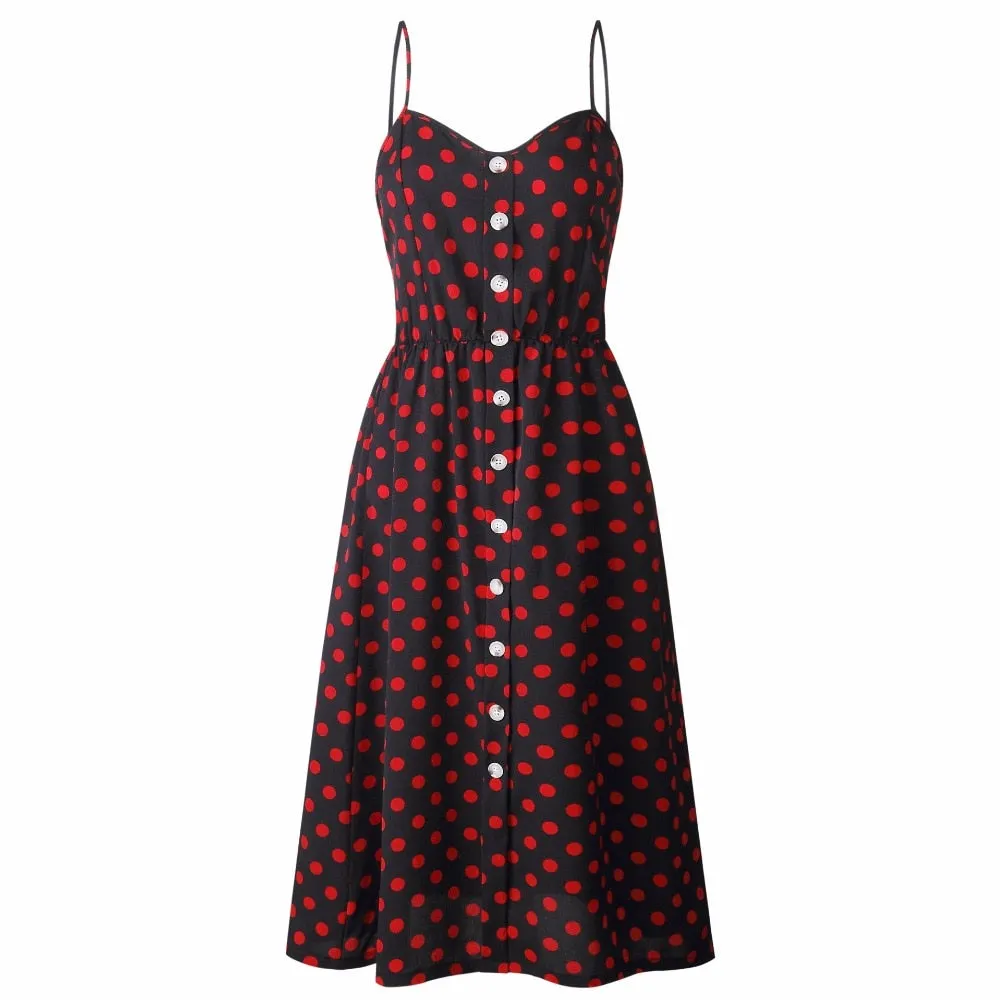 VenusFox Sleeveless Sexy Boho Midi Dress