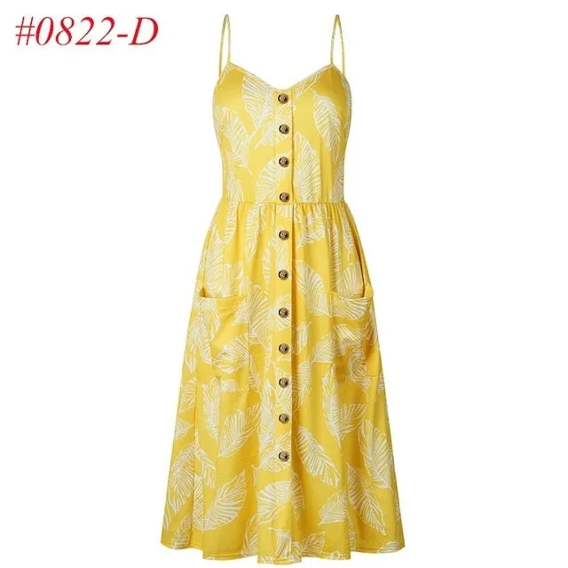 VenusFox Sleeveless Sexy Boho Midi Dress