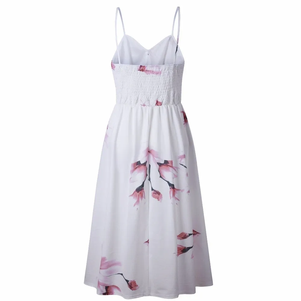 VenusFox Sleeveless Sexy Boho Midi Dress