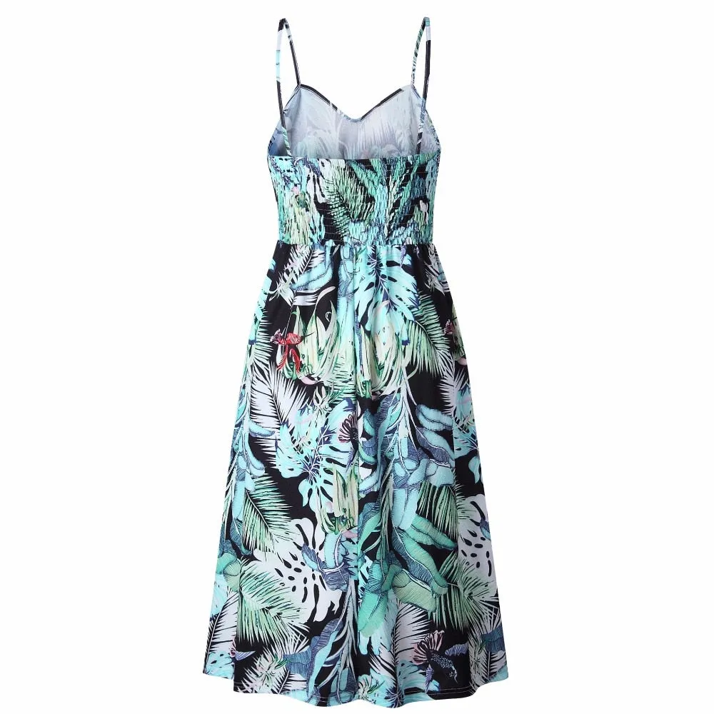 VenusFox Sleeveless Sexy Boho Midi Dress