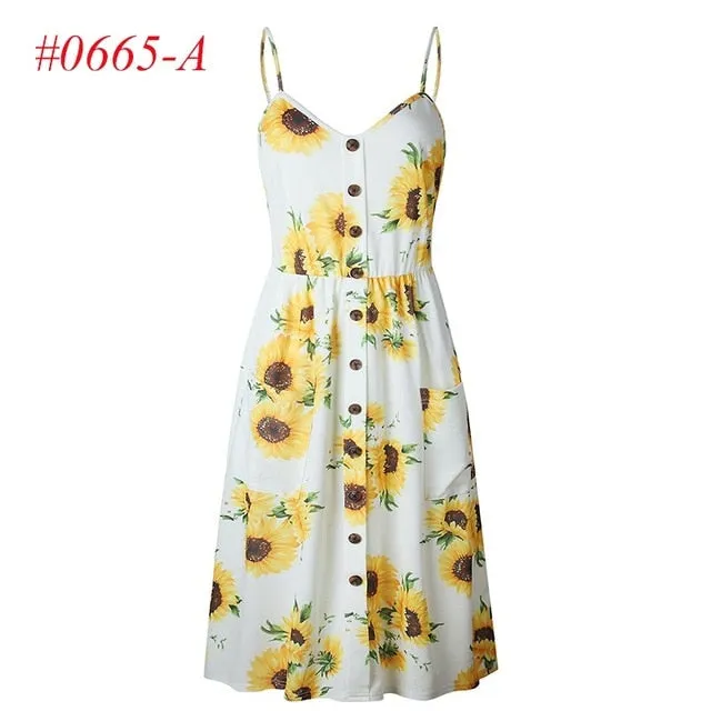 VenusFox Sleeveless Sexy Boho Midi Dress