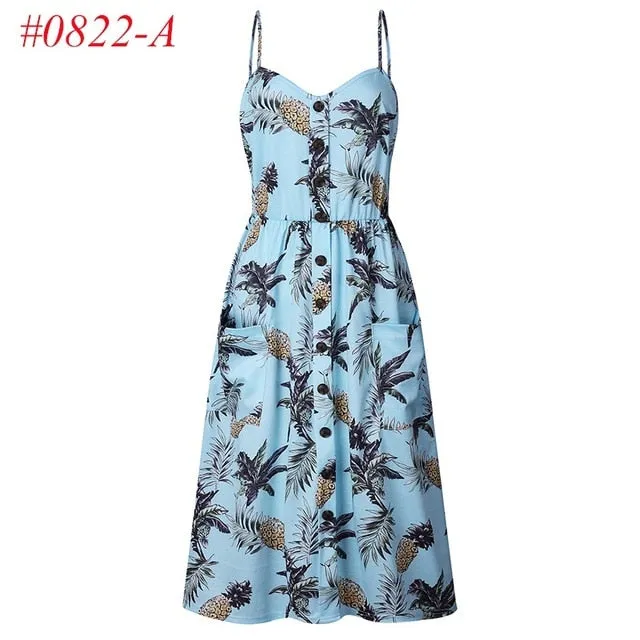 VenusFox Sleeveless Sexy Boho Midi Dress