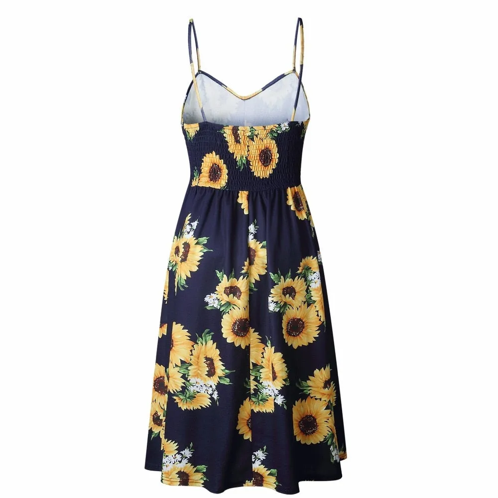 VenusFox Sleeveless Sexy Boho Midi Dress