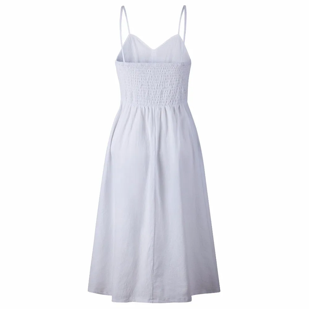 VenusFox Sleeveless Sexy Boho Midi Dress