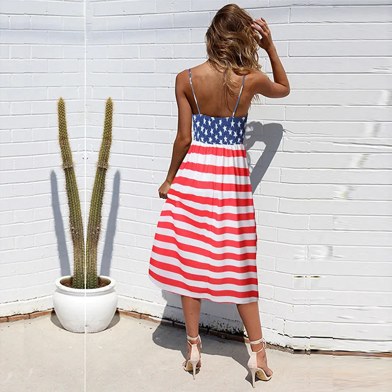 VenusFox Sleeveless Sexy Boho Midi Dress