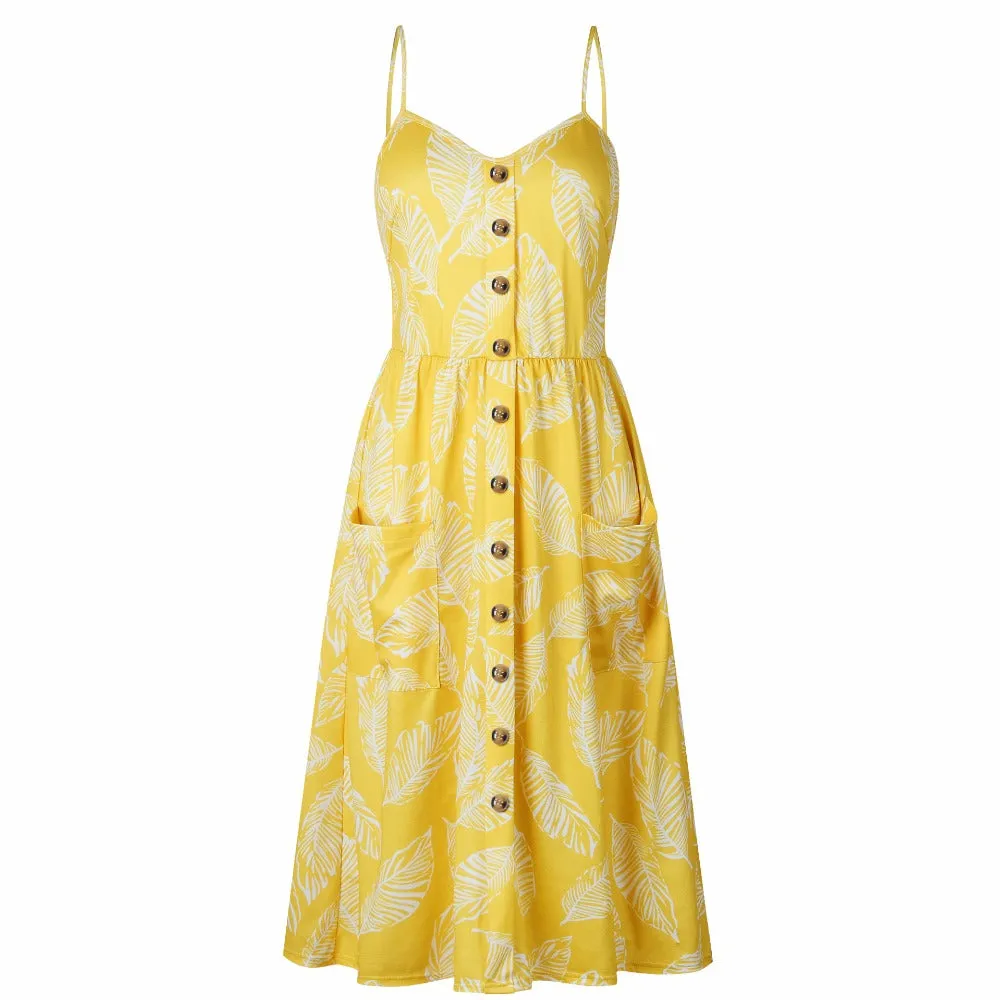 VenusFox Sleeveless Sexy Boho Midi Dress