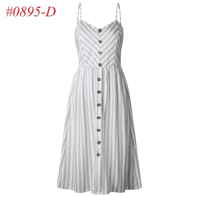 VenusFox Sleeveless Sexy Boho Midi Dress