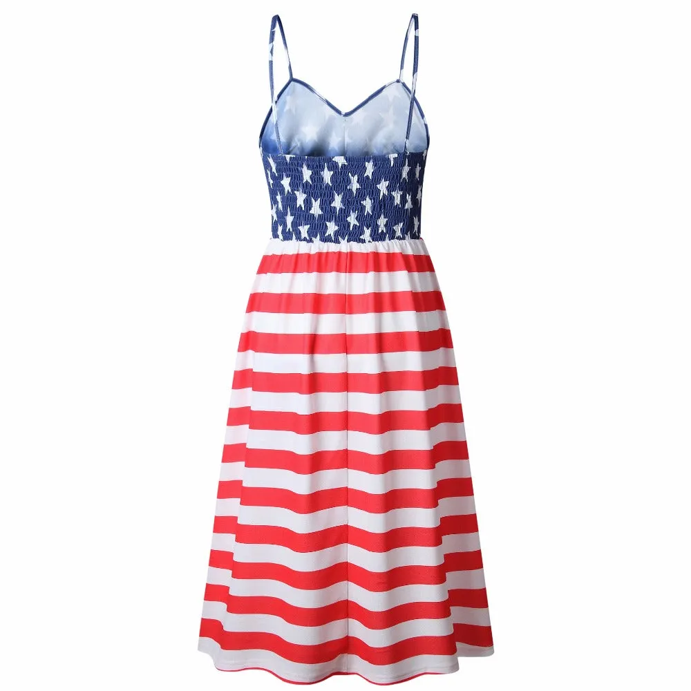 VenusFox Sleeveless Sexy Boho Midi Dress