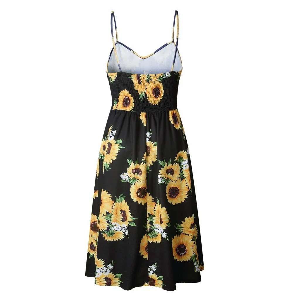 VenusFox Sleeveless Sexy Boho Midi Dress