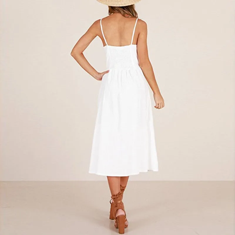 VenusFox Sleeveless Sexy Boho Midi Dress