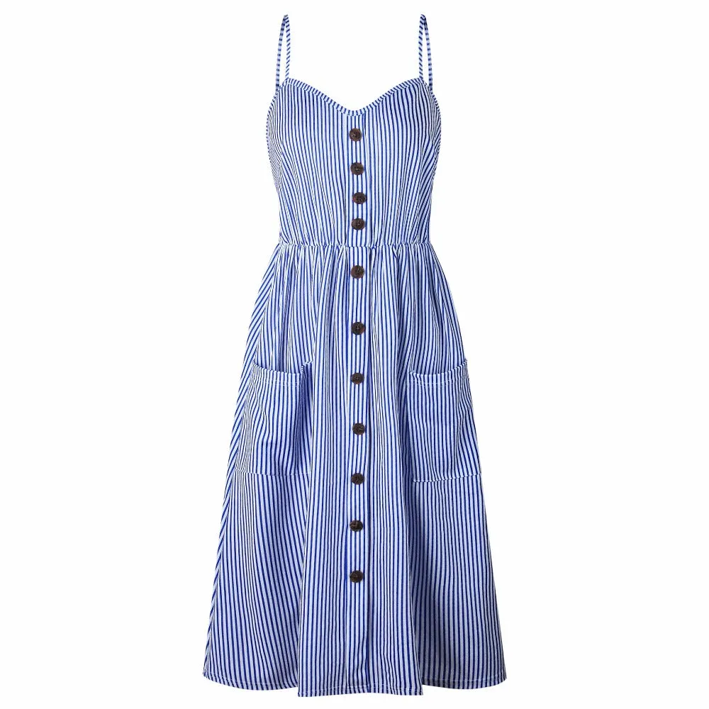 VenusFox Sleeveless Sexy Boho Midi Dress