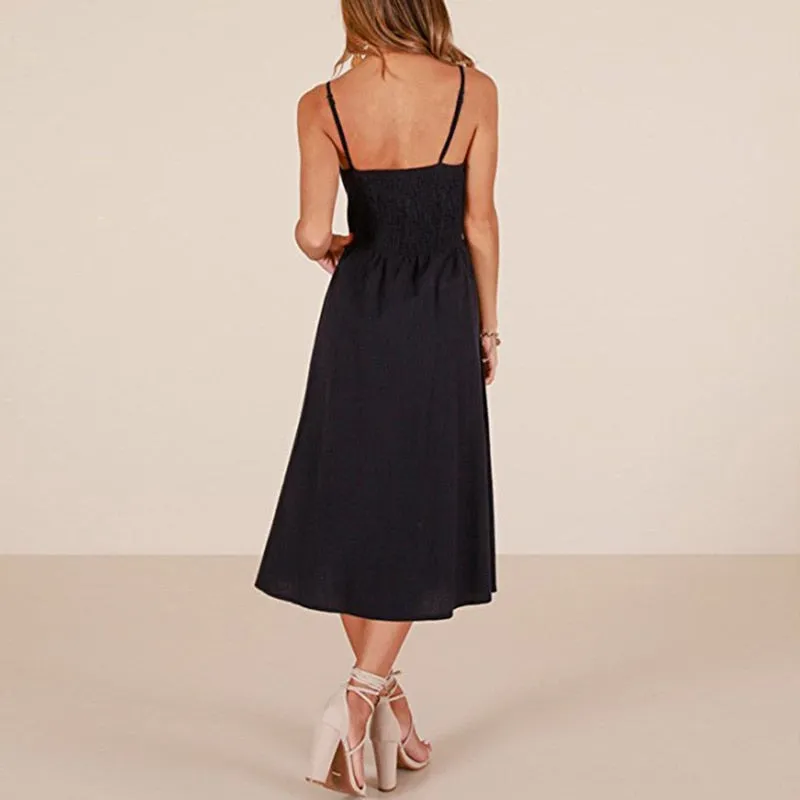 VenusFox Sleeveless Sexy Boho Midi Dress