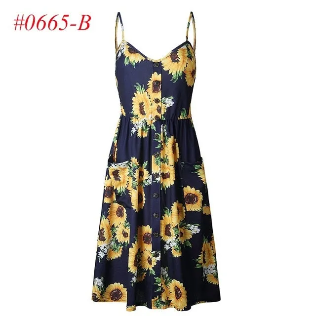 VenusFox Sleeveless Sexy Boho Midi Dress