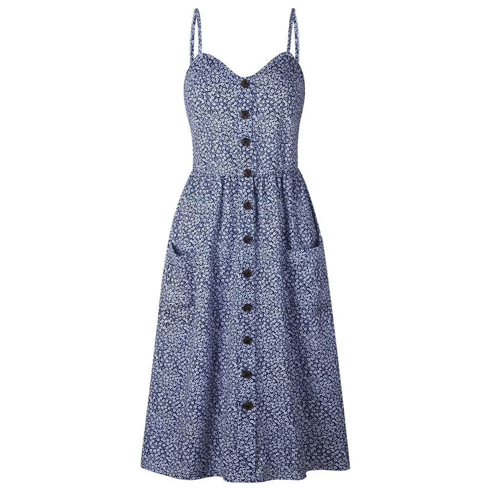 VenusFox Sleeveless Sexy Boho Midi Dress