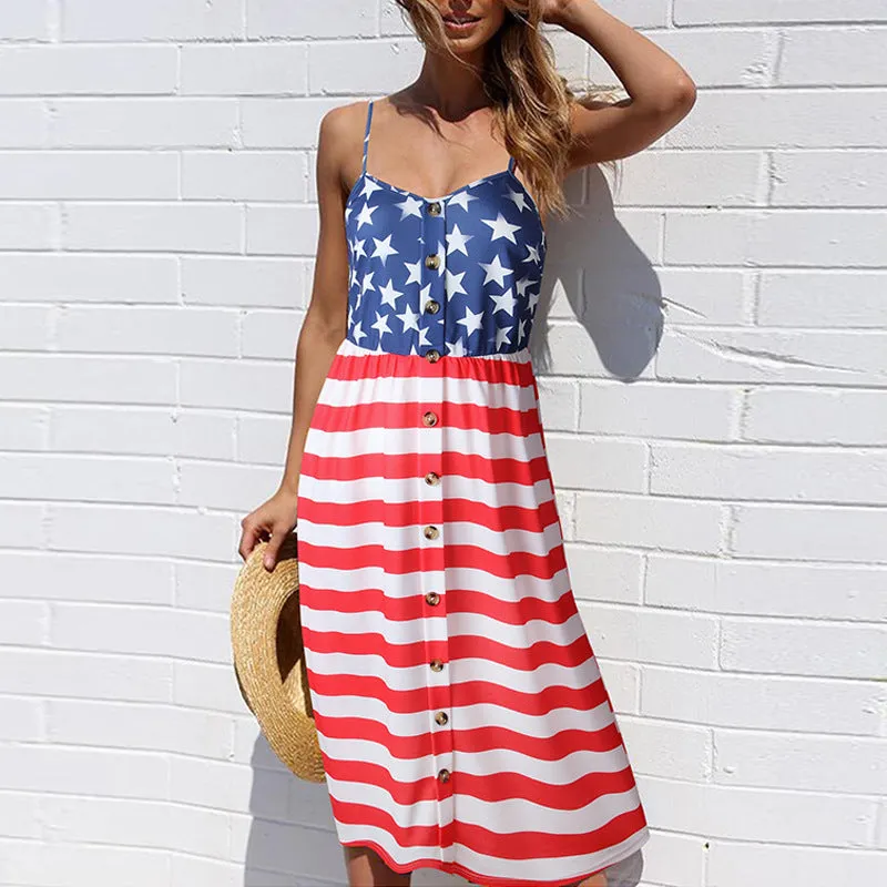 VenusFox Sleeveless Sexy Boho Midi Dress