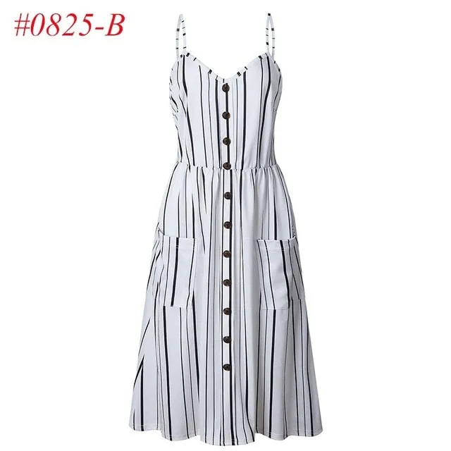 VenusFox Sleeveless Sexy Boho Midi Dress