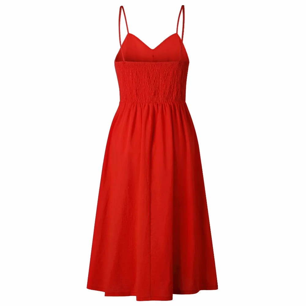 VenusFox Sleeveless Sexy Boho Midi Dress