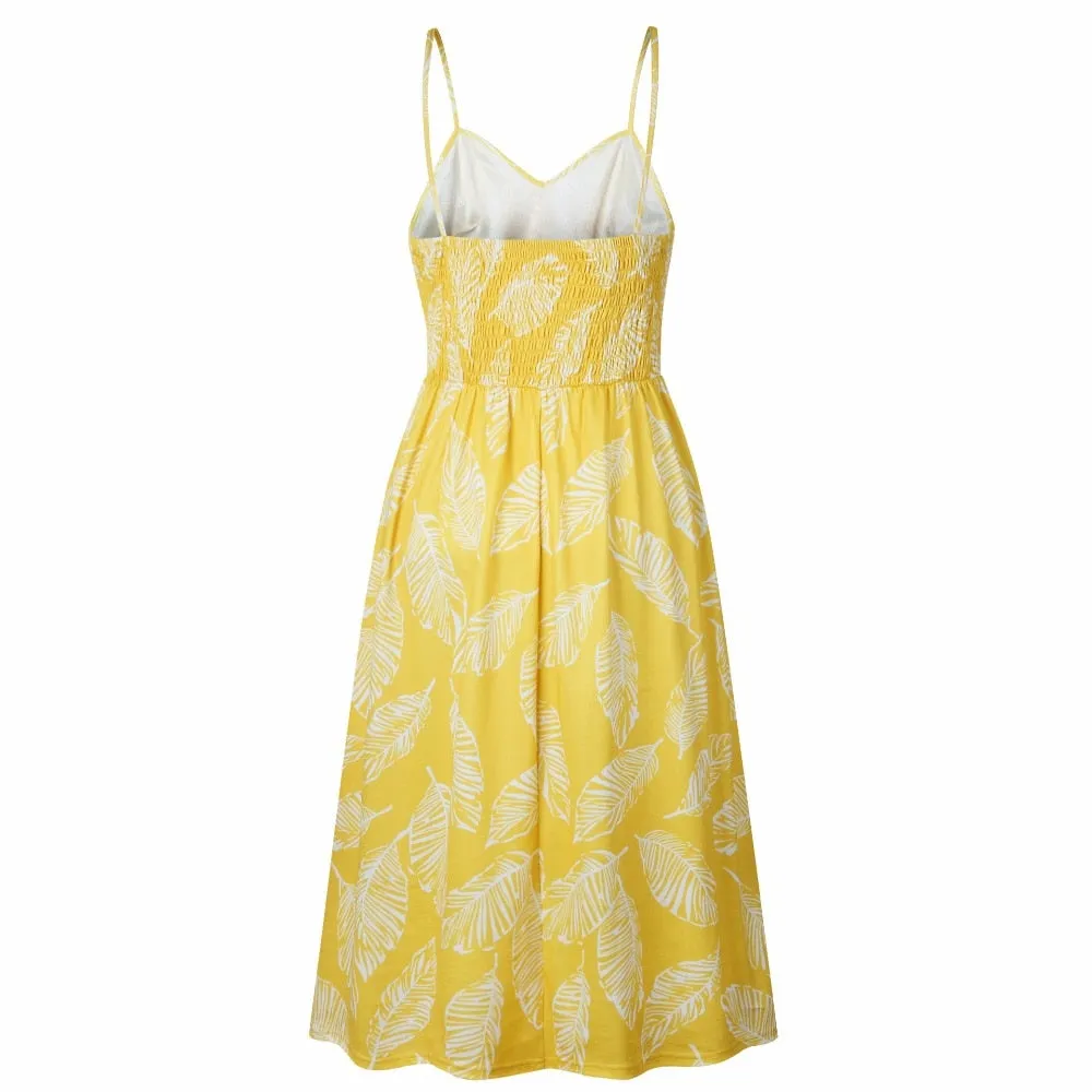 VenusFox Sleeveless Sexy Boho Midi Dress