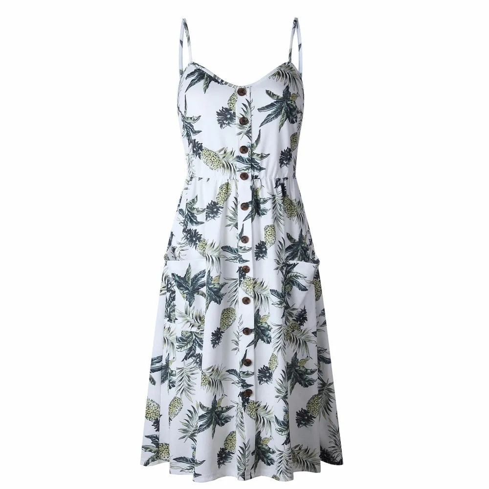 VenusFox Sleeveless Sexy Boho Midi Dress