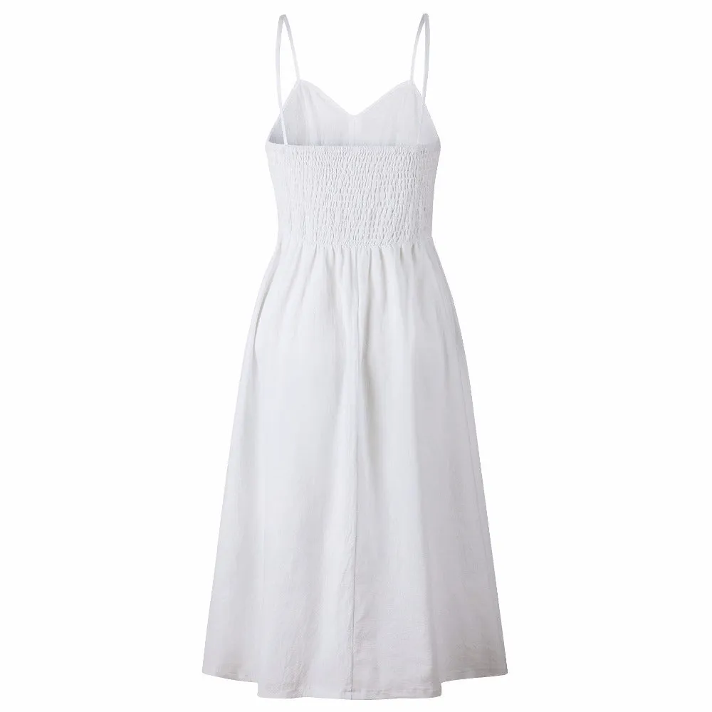 VenusFox Sleeveless Sexy Boho Midi Dress