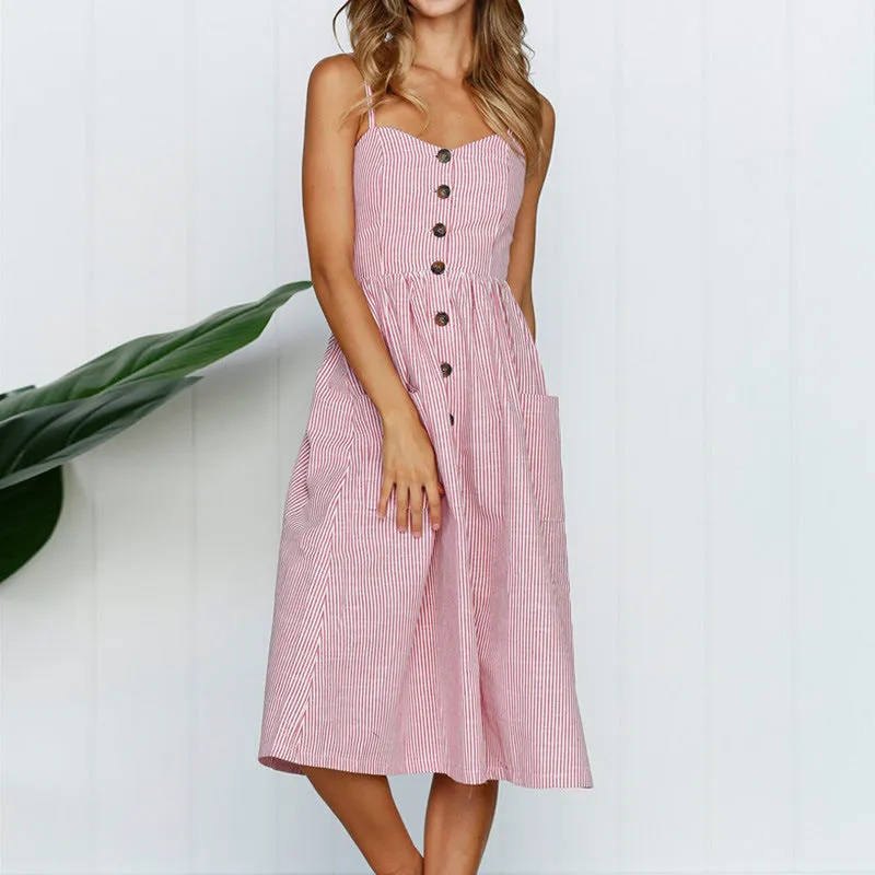 VenusFox Sleeveless Sexy Boho Midi Dress