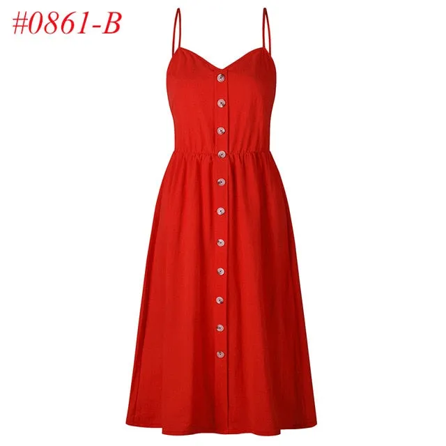 VenusFox Sleeveless Sexy Boho Midi Dress