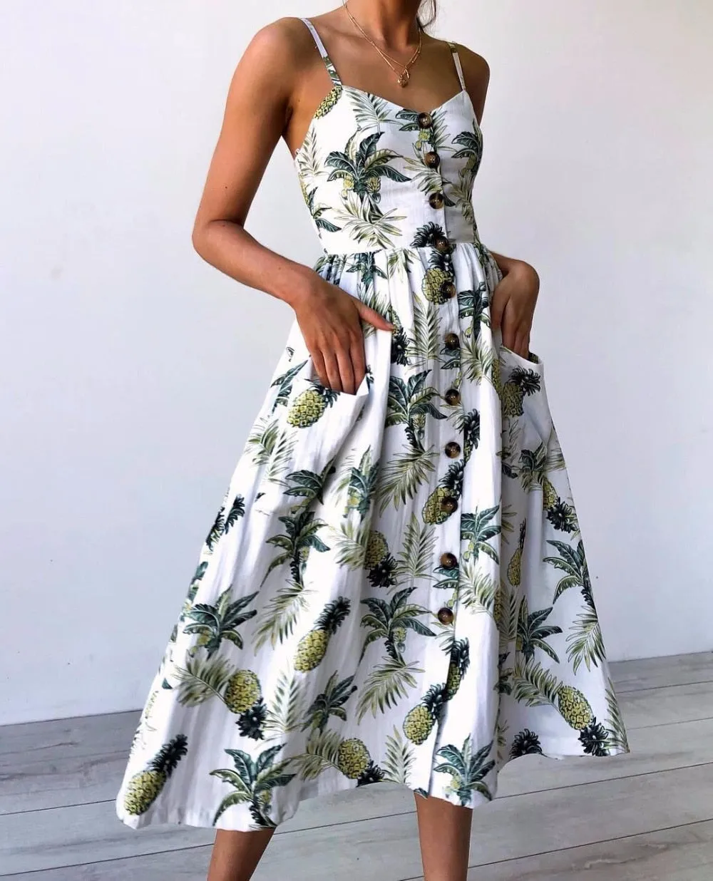 VenusFox Sleeveless Sexy Boho Midi Dress