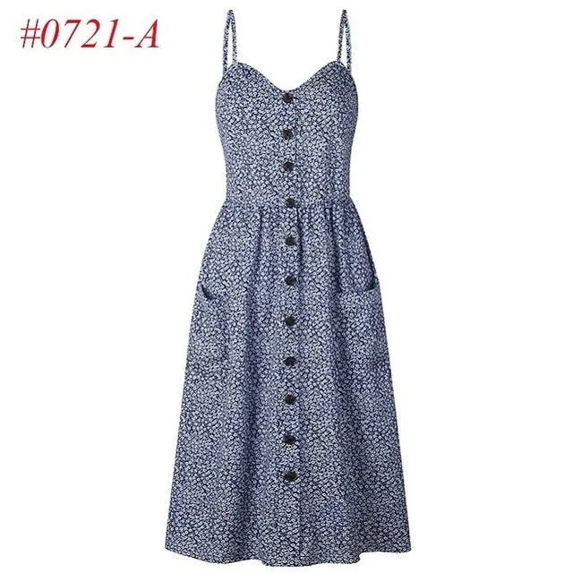 VenusFox Sleeveless Sexy Boho Midi Dress
