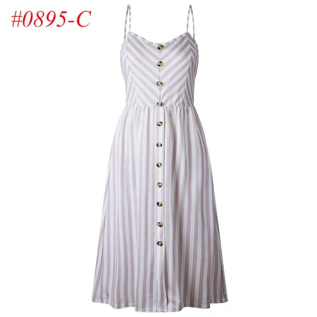 VenusFox Sleeveless Sexy Boho Midi Dress