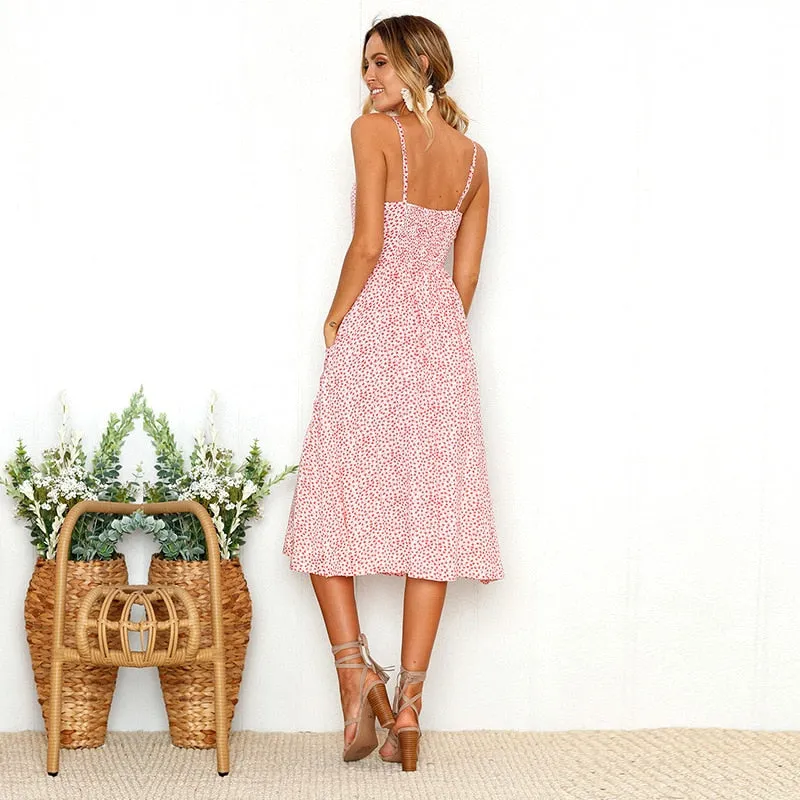 VenusFox Sleeveless Sexy Boho Midi Dress
