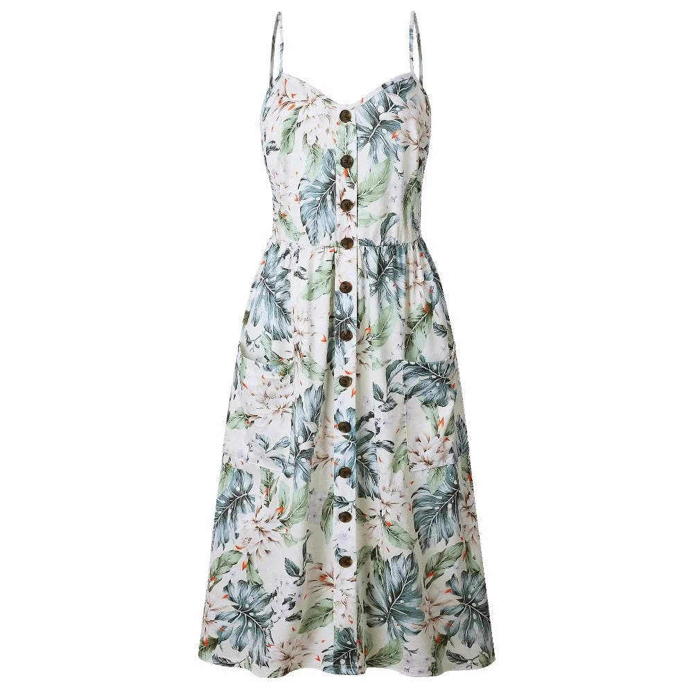 VenusFox Sleeveless Sexy Boho Midi Dress