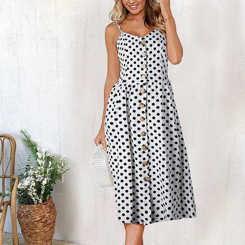 VenusFox Sleeveless Sexy Boho Midi Dress
