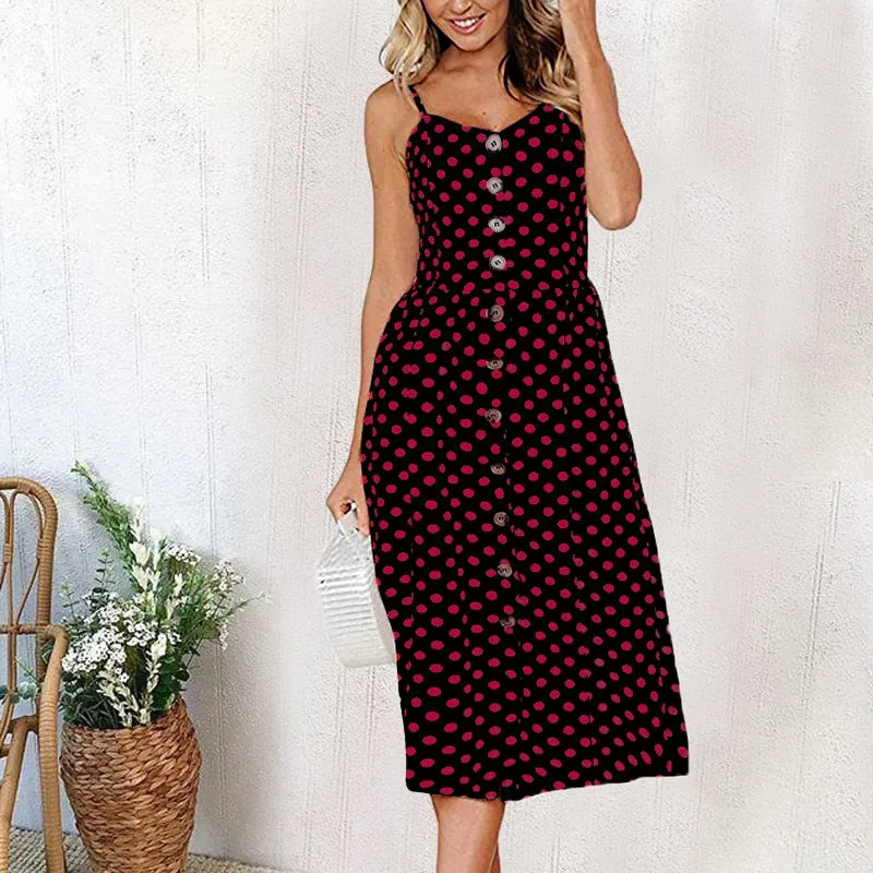 VenusFox Sleeveless Sexy Boho Midi Dress