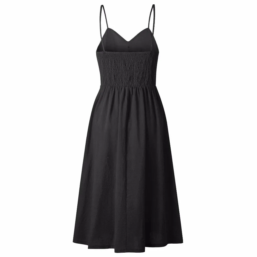VenusFox Sleeveless Sexy Boho Midi Dress