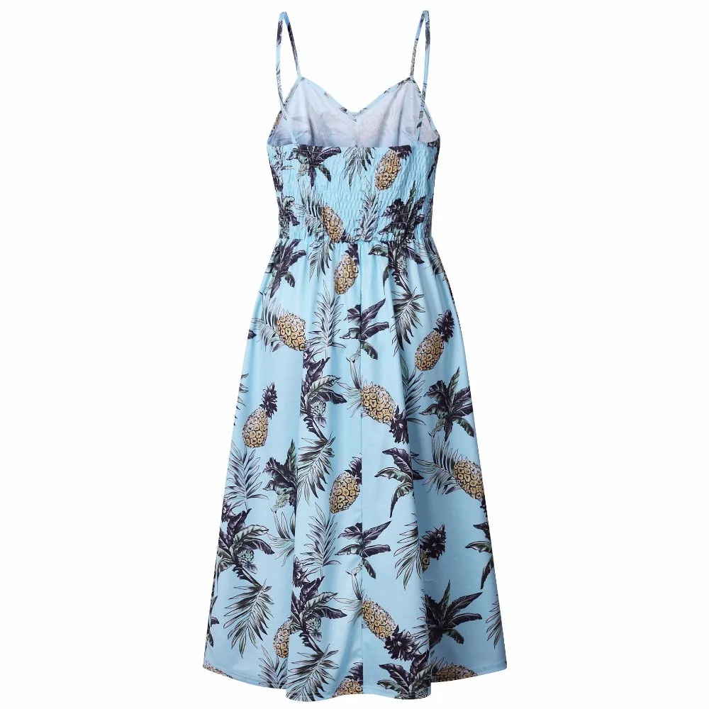 VenusFox Sleeveless Sexy Boho Midi Dress