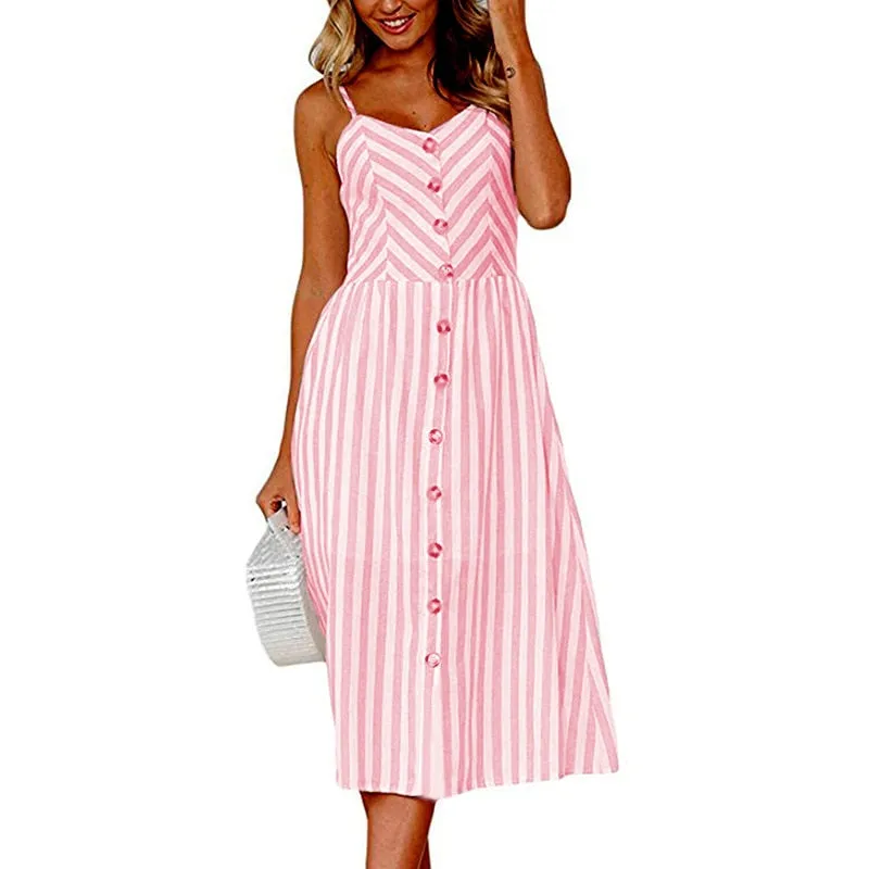 VenusFox Sleeveless Sexy Boho Midi Dress