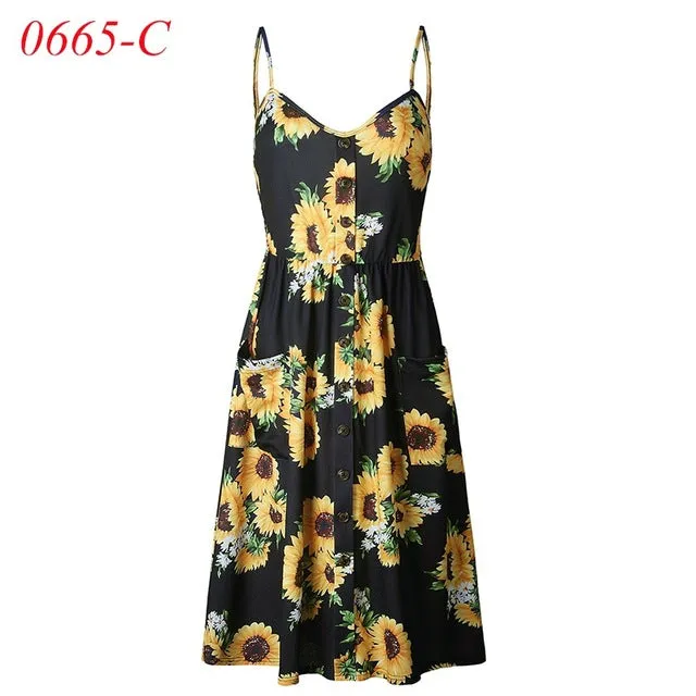 VenusFox Sleeveless Sexy Boho Midi Dress